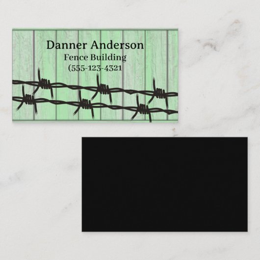 Green Fence Barb Wire Design Fence Company Busine Visitekaartje (Voorkant / Achterkant)
