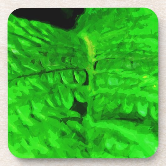Green Fern Abstract Impressionisme Bier Onderzetter (Voorkant)