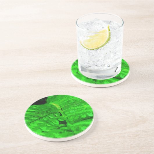 Green Fern Abstract Impressionisme Zandsteen Onderzetter (Zijkant)