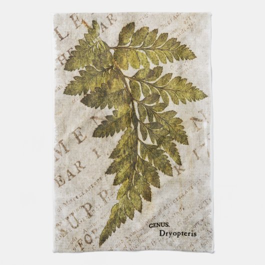 Green Fern Botanical Ferns Tropische Sjabloon Theedoek (Verticaal)