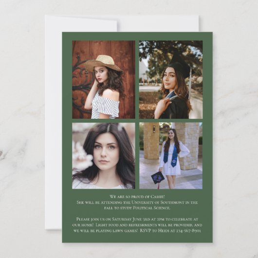 Green Fern Elegant Planten Afstuderen Aankondiging (Achterkant)