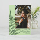 Green Fern Elegant Planten Afstuderen Mededeling Kaart (Staand voorkant)