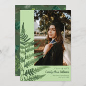 Green Fern Elegant Planten Afstuderen Mededeling Kaart (Voorkant / Achterkant)