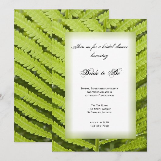 Green Fern Frond Bridal Shower Kaart (Voorkant / Achterkant)