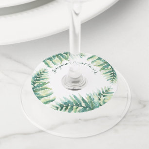 Green Fern - Gepersonaliseerd Vrijgezellenfeest Wijnglaslabel