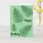 Green Fern Leaves Birthday Kaart (Gele Bloem)