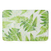 Green Fern Leaves Modern Botanical Waterverf Badmat (Voorkant)