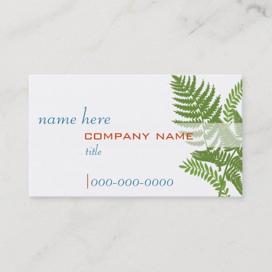 Green Fern Leaves Profile Card Visitekaartje (Voorkant)