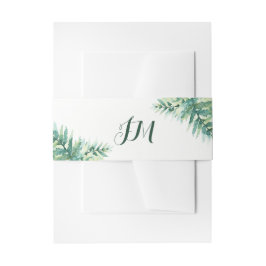 Green Fern Monogram Uitnodigingen Wikkel