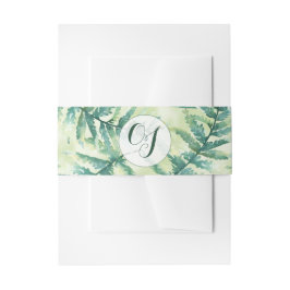 Green Fern Monogram Waterverf Belly Bands Uitnodigingen Wikkel