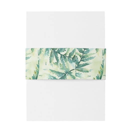 Green Fern Monogram Waterverf Belly Bands Uitnodigingen Wikkel (Achterkant Voorbeeld)