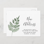 Green Fern New Address Simple Botanical Moving Aankondigingskaart (Voorkant / Achterkant)