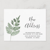 Green Fern New Address Simple Botanical Moving Aankondigingskaart (Voorkant)