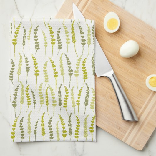 Green Fern Print voor natuurlijke keuken Theedoek (Quarter Fold)