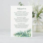 Green Fern Waterverf bruiloft informatie Kaarten (Staand voorkant)