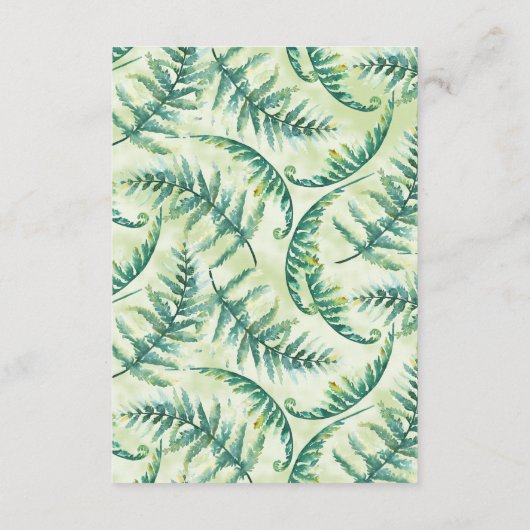 Green Fern Waterverf bruiloft informatie Kaarten (Achterkant)