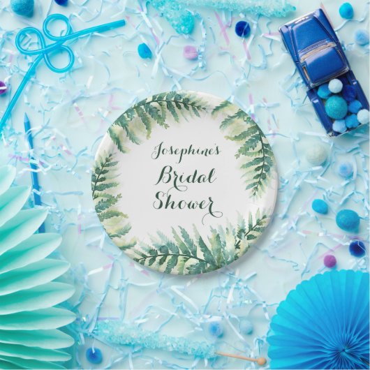 Green Fern Waterverf Vrijgezellenfeest Papieren Bordje (Feest)