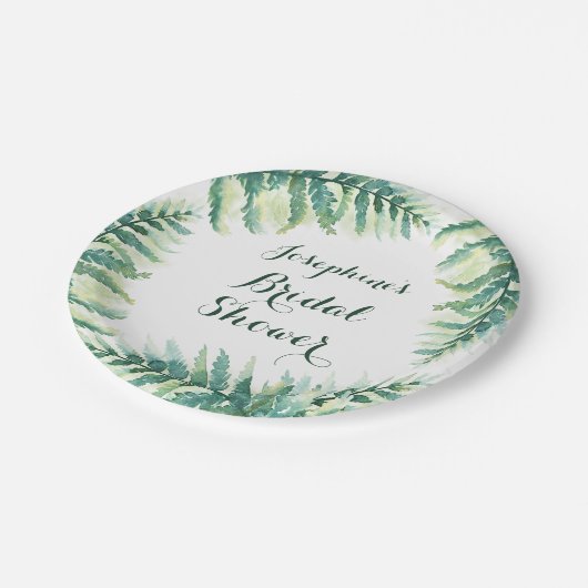 Green Fern Waterverf Vrijgezellenfeest Papieren Bordje (Gekanteld)
