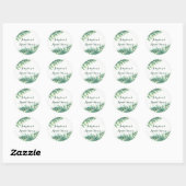 Green Fern Waterverf Vrijgezellenfeest Ronde Sticker (Vel)