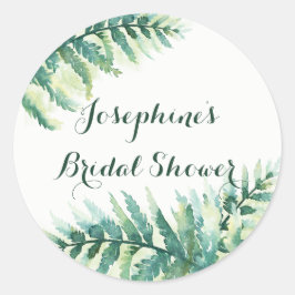 Green Fern Waterverf Vrijgezellenfeest Ronde Sticker