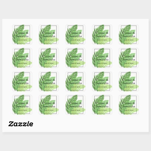 Green Ferns | botanisch Vierkante Sticker (Vel)