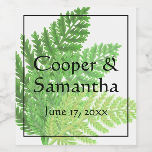 Green Ferns | botanisch Wijn Etiket (Enkel label)