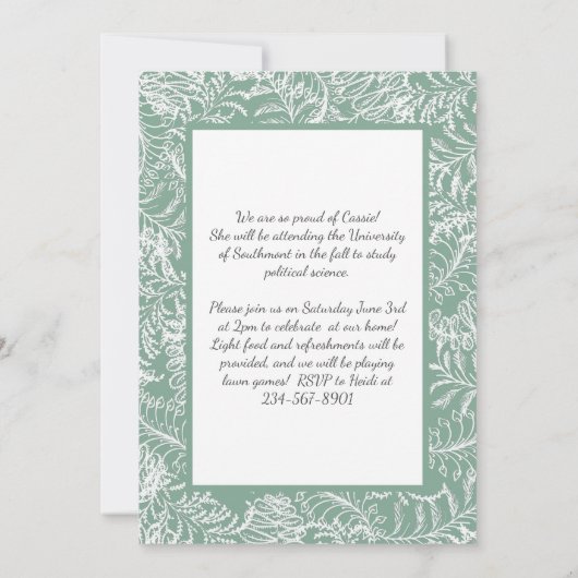 Green Ferns  Foto Afstuderen Aankondiging (Achterkant)