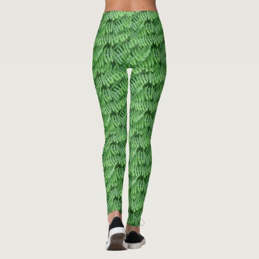 Green Ferns Natuur Pattern Leggings (Achterkant)