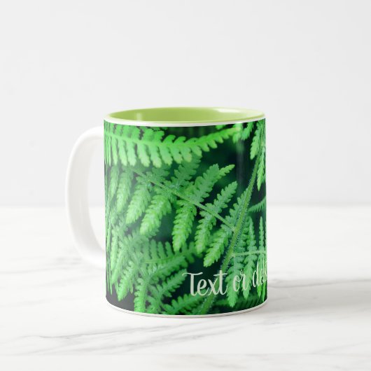Green Ferns Natuur Personalized Tweekleurige Koffiemok (Voorkant links)