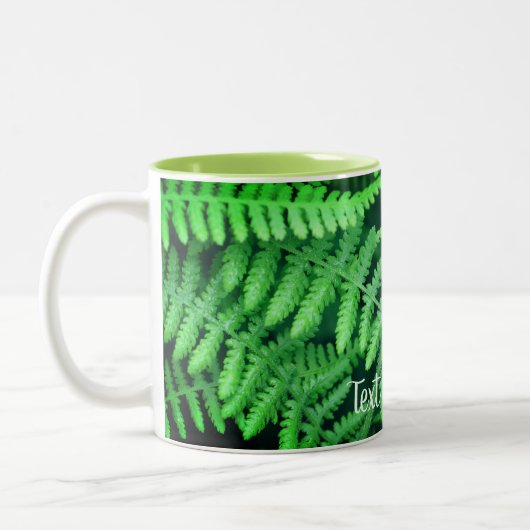 Green Ferns Natuur Personalized Tweekleurige Koffiemok (Links)