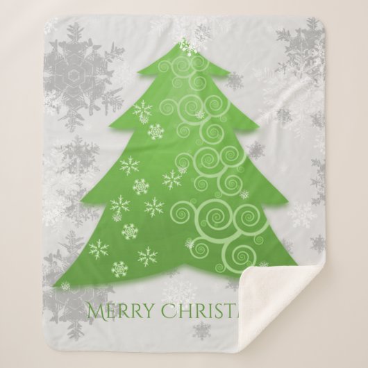 Green Festive kerstboom Sherpa Blanket Deken (Voorkant)