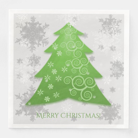 Green Festive-kerstboompapier Napels Servet (Voorkant)