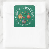 Green Festive Merry Christmas Holiday Vierkante Sticker (Tas)