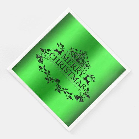Green Festive Merry-kerstpapier Napkin Servet (Hoek)