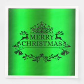Green Festive Merry-kerstpapier Napkin Servet (Voorkant)