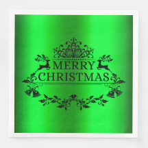 Green Festive Merry-kerstpapier Napkin
