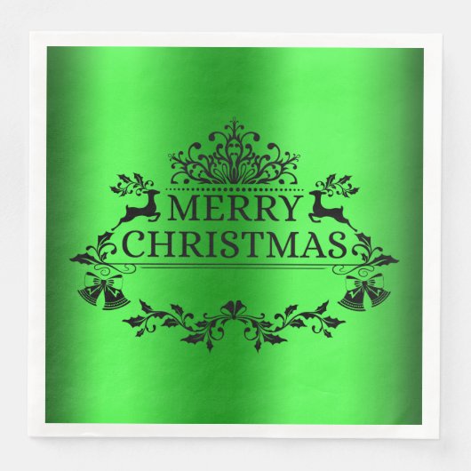 Green Festive Merry-kerstpapier Napkin Servet (Voorkant)