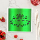 Green Festive Merry-kerstpapier Napkin Servet (Insitu)
