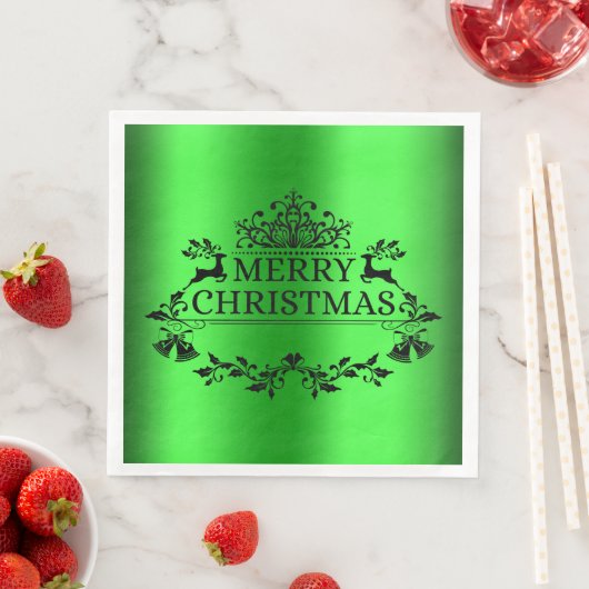Green Festive Merry-kerstpapier Napkin Servet (Insitu)