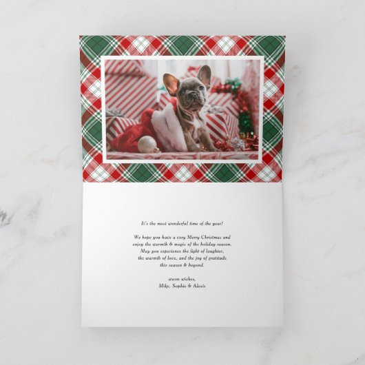 Green Festive Pset Pattern Merry kerstfoto Feestdagen Kaart (Binnen)