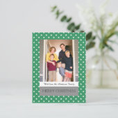 Green Festive Stars Holiday Foto Briefkaart (Staand voorkant)