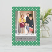 Green Festive Stars Holiday Photo Flat Kaart (Staand voorkant)