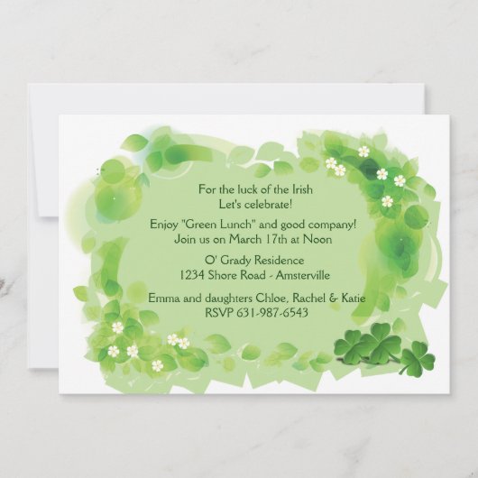 Green Field St. Patrick's Day Invitation Kaart (Voorkant)
