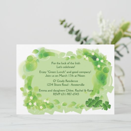 Green Field St. Patrick's Day Invitation Kaart (Staand voorkant)