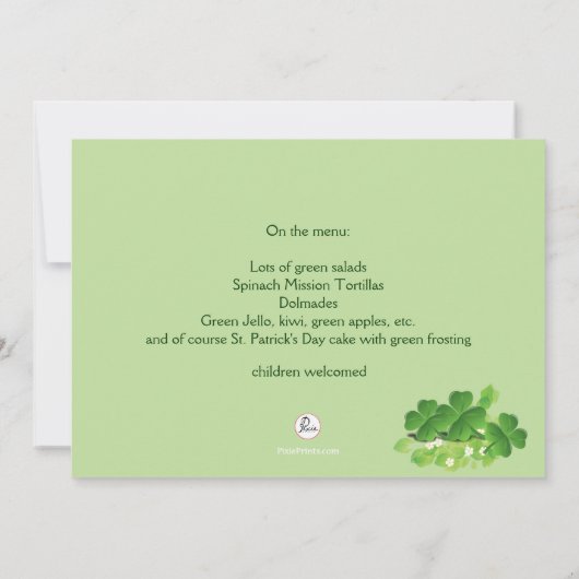 Green Field St. Patrick's Day Invitation Kaart (Achterkant)