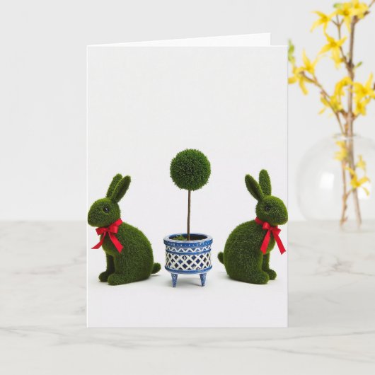 Green Figures Topiary Art Card Kaart (Gele Bloem)