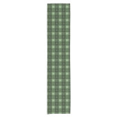 Green Fir Tree Pattern Textured Plaid Christmas Korte Tafelloper (Voorkant)