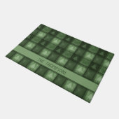 Green Fir Trees Plaid With Custom Name Christmas Deurmat (Schuin)