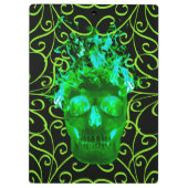 Green Fire Skull Klembord (Achterkant)