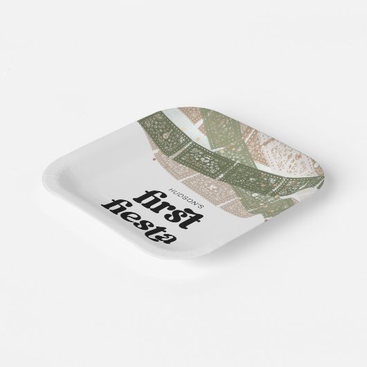 Green First Fiesta verjaardagsfeest Borden Papieren Bordje (Gebogen)